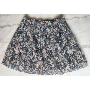 Old Navy SM Accordion Pleated Skirt Preppy All Over Floral Abstract Sheer Layer